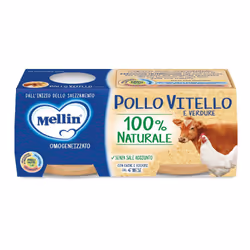 Mellin Omogeneizzato Pollo Vitello Con Verdure per Svezzamento 2 Vasetti da 80gr
