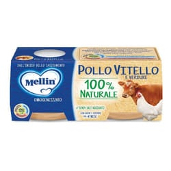 Mellin Omogeneizzato Pollo Vitello Con Verdure per Svezzamento 2 Vasetti da 80gr