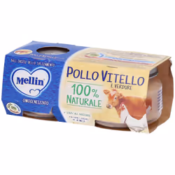 Mellin Omogeneizzato Pollo Vitello Con Verdure per Svezzamento 2 Vasetti da 80gr