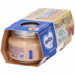 Mellin Omogeneizzato Pollo Vitello Con Verdure per Svezzamento 2 Vasetti da 80gr