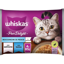 Pure delight pesce in gelatina 4X85 gr 2 gusto salmone 2 gusto tonno okx - Whiskas