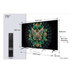 TCL C6K Serie Smart TV QD-MiniLED 4K 75" 75C6K, audio Onkyo 2.1, Dolby Vision IQ & Atmos, Google TV