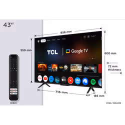TCL P7K Serie Smart TV QLED 4K 43" 43P7K, Dolby Vision - Atmos, HDR10+, Google TV - Vista aggiuntiva 3