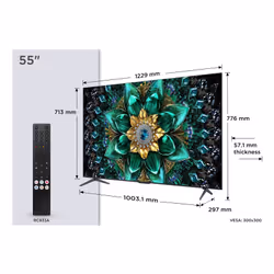 TCL Q6C Serie Smart TV QD-MiniLED 4K 55" 55Q6C, audio Onkyo 2.1, Dolby Vision IQ & Atmos, Google TV