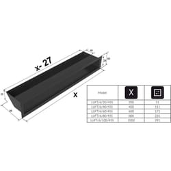 Kratki - griglia di ventilazione air Griglia aria calda 6 x 40 cm Nero Griglia di scarico per ventilazione camino Presa d'aria con un angolo di 45