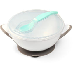 BabyOno Be Active Suction Bowl with Spoon Grey 6 m+ 2 pz