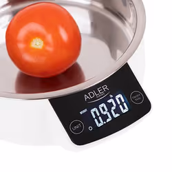 Adler AD 3166 bilancia da cucina Acciaio inox, Bianco Superficie piana Rotondo Bilancia da cucina elettronica - Vista aggiuntiva 4