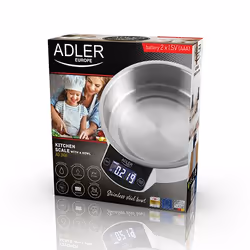 Adler AD 3166 bilancia da cucina Acciaio inox, Bianco Superficie piana Rotondo Bilancia da cucina elettronica - Vista aggiuntiva 5