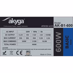 Akyga AK-B1-600 alimentatore per computer 600 W 20+4 pin ATX ATX Grigio - Vista aggiuntiva 4