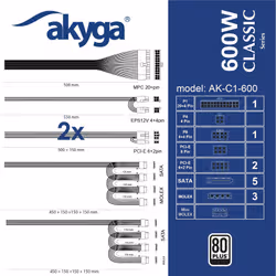 Akyga AK-C1-600 alimentatore per computer 600 W 24-pin ATX ATX Nero - Vista aggiuntiva 5