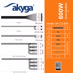 Akyga AK-C2-600 alimentatore per computer 600 W 20+4 pin ATX ATX Nero - Vista aggiuntiva 7