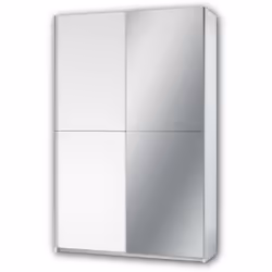 FAST Elegante Armadio / Guardaroba con anta a specchio e molto spazio - Armadio versatile in bianco - 125 x 195 x 38 cm