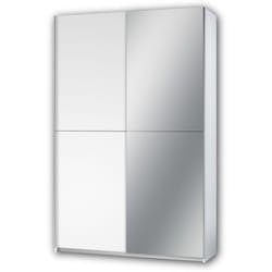 Stella Trading fast, Armadio guardaroba elegante, con anta a specchio, molto capiente, versatile con ante scorrevoli in bianco, 125 x 195 x 38 cm, l