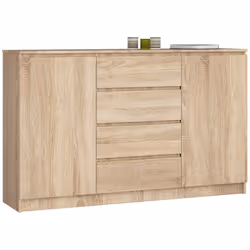 AKORD Furniture Factory OP0LK-1DAB004, Quercia, 4 cassetto/cassetti, Opaco, 4 ripiani, 2 porta/porte, 16 mm