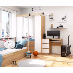 AKORD Furniture Factory IP0PBIUDABBIA009 scrivania per computer Bianco, Colore quercia - Vista aggiuntiva 6