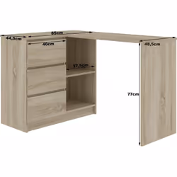 AKORD Furniture Factory IP0P3SDAB00281 scrivania per computer Bianco, Colore quercia - Vista aggiuntiva 5