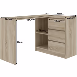 AKORD Furniture Factory IP0P3SDAB0011 scrivania per computer Bianco, Colore quercia - Vista aggiuntiva 5