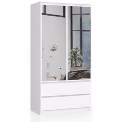 AKORD Furniture Factory SP0PSYSBIALUST, Bianco, Guardaroba, 4 ripiani, 2 porta/porte, Opaco, Porta a battente