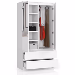 AKORD Furniture Factory SP0PSYSBIALUST armadio/guardaroba per camera da letto 4 ripiani 2 porta/porte Bianco