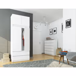 AKORD Furniture Factory SP0PSYSNADBIA010 armadio/guardaroba per camera da letto 2 ripiani 2 porta/porte Bianco - Vista aggiuntiva 6