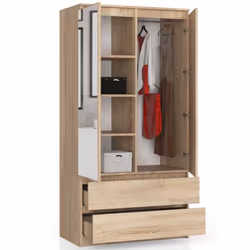 AKORD Furniture Factory SP0PSYSSONLUST armadio/guardaroba per camera da letto 4 ripiani 2 porta/porte Quercia