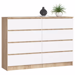 AKORD Furniture Factory OP0LKOMDABBIA004, Bianco, Quercia, 8 cassetto/cassetti, Opaco, 16 mm, 60 cm, 400 mm