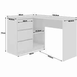 AKORD Furniture Factory IP0P3SBIASONB16 scrivania per computer Bianco, Colore quercia - Vista aggiuntiva 5