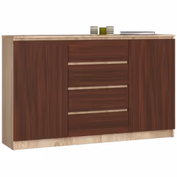 AKORD Furniture Factory OP0LK-1DABWEN004, Quercia, Wengé, 4 cassetto/cassetti, Opaco, 4 ripiani, 2 porta/porte, 16 mm