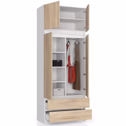 AKORD Furniture Factory SP0PSYSNADBIASON010 armadio/guardaroba per camera da letto 2 ripiani 2 porta/porte Bianco - Vista aggiuntiva 6