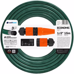 Il set di irrigazione comprende: Tubo ECONOMICO diametro 1/2" (12,5mm) da 15 metri. Ugello per tubo regolabile Attacco rapido ...