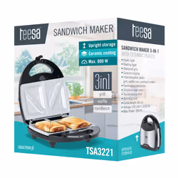 Teesa TSA3221 tostiera 800 W Nero, Acciaio inox - Vista aggiuntiva 7