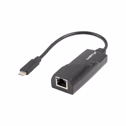 Lanberg NC-1000-02, USB tipo-C, RJ-45, Nero, 1 pz, 0,15 m