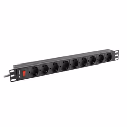 Lanberg PDU-09F-0300-BK unità di distribuzione dell'energia (PDU) 9 presa(e) AC 1U Nero, Grigio - Vista aggiuntiva 4