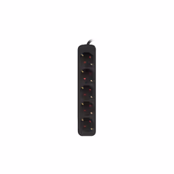 Lanberg PS0-05F-0300-BK prolunghe e multiple 3 m 5 presa(e) AC Interno Nero