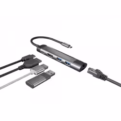 NATEC Fowler Go, USB 3.2 Gen 1 (3.1 Gen 1) Type-C, 100 W, 10,100,1000 Mbit/s, Acciaio inox, RJ-45, USB 3.2 Gen 1 (3.1 Gen 1) ...