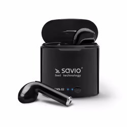Savio TWS-02 cuffia e auricolare Wireless In-ear Musica e Chiamate Bluetooth Nero - Vista aggiuntiva 3