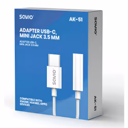 Savio AK-51 cavo audio 0,11 m 3.5mm USB tipo-C Bianco - Vista aggiuntiva 2