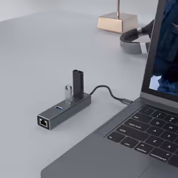 Savio AK-57 USB-C - 3 x USB-A HUB with RJ-45 Gigabit Ethernet adapter 5000 Mbit/s grey 2 x USB 3.2 Gen 2 (3.1 Gen 2) Type-C 1000 Mbit/s