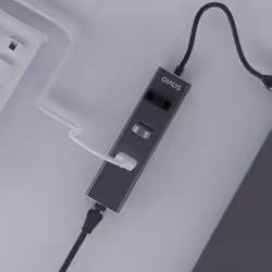 Savio AK-57 USB-C - 3 x USB-A HUB with RJ-45 Gigabit Ethernet adapter 5000 Mbit/s grey 2 x USB 3.2 Gen 2 (3.1 Gen 2) Type-C 1000 Mbit/s - Vista aggiuntiva 4