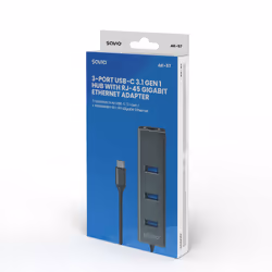 Savio AK-57 USB-C - 3 x USB-A HUB with RJ-45 Gigabit Ethernet adapter 5000 Mbit/s grey 2 x USB 3.2 Gen 2 (3.1 Gen 2) Type-C 1000 Mbit/s - Vista aggiuntiva 8