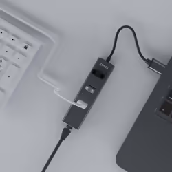 Savio AK-57 USB-A - 3 x USB-A HUB with RJ-45 Gigabit Ethernet adapter 5000 Mbit/s grey USB 3.2 Gen 1 (3.1 Gen 1) Micro-B 5000 Mbit/s - Vista aggiuntiva 4