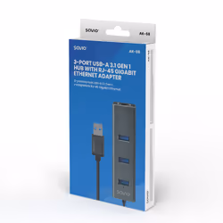 Savio AK-57 USB-A - 3 x USB-A HUB with RJ-45 Gigabit Ethernet adapter 5000 Mbit/s grey USB 3.2 Gen 1 (3.1 Gen 1) Micro-B 5000 Mbit/s - Vista aggiuntiva 8