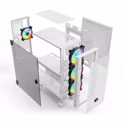 Savio Raptor White X1 ARGB Glass/Mesh White Computer Case Midi Tower Bianco - Vista aggiuntiva 6