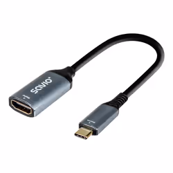 Savio AK-78 cavo e adattatore video 0,015 m USB tipo-C HDMI Nero, Argento - Vista aggiuntiva 2