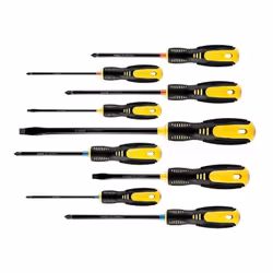set di cacciaviti 9 pezzi con punta magnetica in acciaio temprato, impugnatura ergonomica. supporto organizer da parete.