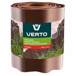 Verto 15G514, Rotolo di bordatura per giardino, Plastica, Marrone, 150 mm, 9000 mm, 1 pz
