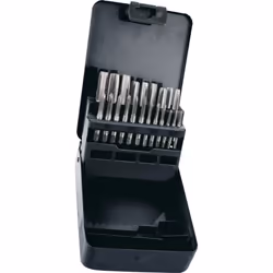 MASCHI E FILIERE 21PZ DA M3 A M12 - MASCHI A 3 PASSATE IN ACCIAIO AL TUNGSTENO DIN352 / DIN233 IL TUTTO IN CASSETTINA IN META ...