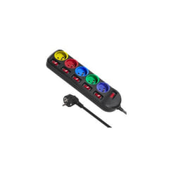 Maclean MCE204M prolunghe e multiple 1,5 m 5 presa(e) AC Interno Nero, Multicolore