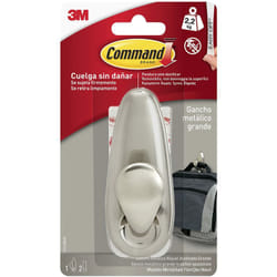 Command - Prodotto 16804 Gancio Metallico con Punta Arrotondata, Resistente all'Acqua, Misura l, Argento