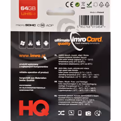 IMRO 10/64G UHS-I ADP memoria flash 64 GB MicroSDHC Classe 10 - Vista aggiuntiva 2
